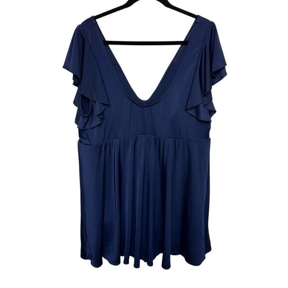 NWT Lane Bryant Flutter Sleeve Navy Blue Modest Swim Dress, Plus Size 24 - Picture 5 of 11